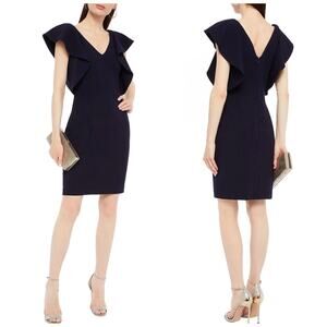 NWOT MARK + JAMES BY BADGLEY MISCHKA Cascade Ruffle Stretch Crepe Sheath Dress